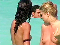 The string bikinis of these shameless chicks look no less hot than their amazing naked boobs!